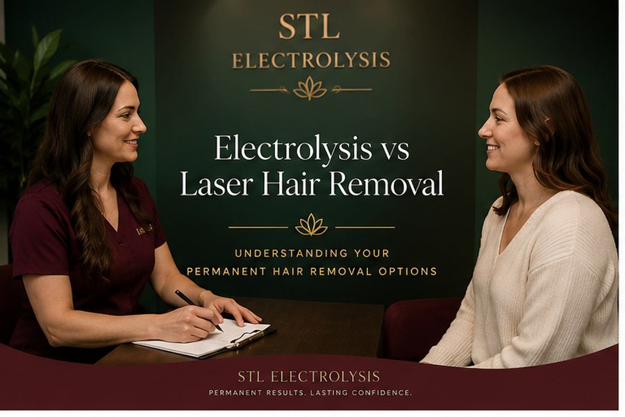 Side by side comparison of electrolysis and laser hair removal treatment methods