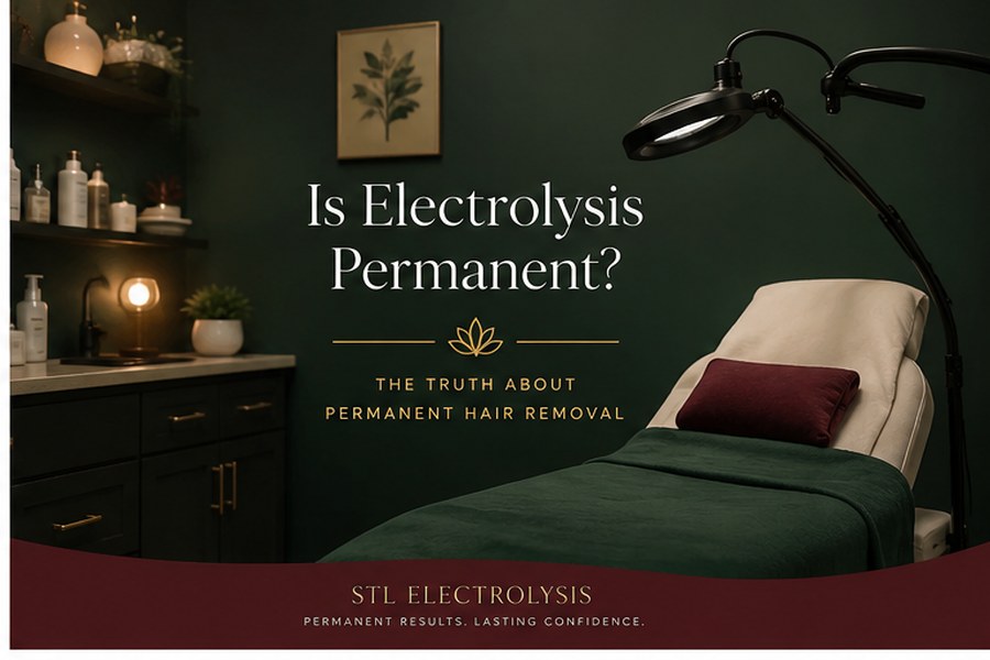 Hair follicle diagram showing how electrolysis permanently destroys the follicle root